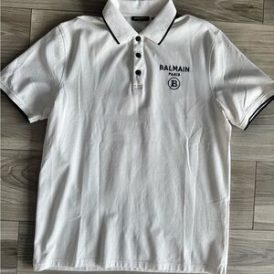 Balmain White Polo with Black Accents